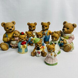 Lot 9 Homco Porcelain Family Bears Vintage Mama Papa 1406 1413 1444 1450 1462